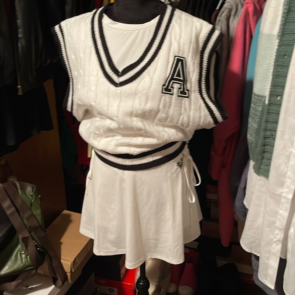 Sweater Vest,  Shirt, and Tennis Skirt